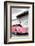 ¡Viva Mexico! B&W Collection - Pink VW Beetle in San Cristobal de Las Casas-Philippe Hugonnard-Framed Photographic Print