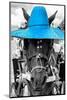 ¡Viva Mexico! B&W Collection - Portrait of Horse with Blue Hat-Philippe Hugonnard-Mounted Photographic Print
