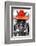 ¡Viva Mexico! B&W Collection - Portrait of Horse with Red Hat-Philippe Hugonnard-Framed Photographic Print