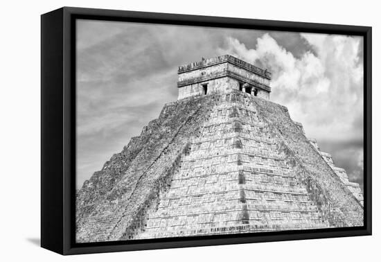 ¡Viva Mexico! B&W Collection - Pyramid Chichen Itza II-Philippe Hugonnard-Framed Premier Image Canvas