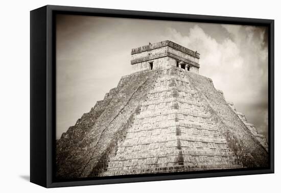 ¡Viva Mexico! B&W Collection - Pyramid Chichen Itza-Philippe Hugonnard-Framed Premier Image Canvas