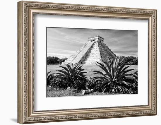 ¡Viva Mexico! B&W Collection - Pyramid of Chichen Itza II-Philippe Hugonnard-Framed Photographic Print