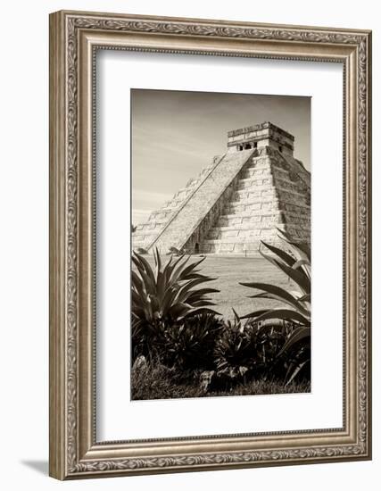 ¡Viva Mexico! B&W Collection - Pyramid of Chichen Itza III-Philippe Hugonnard-Framed Photographic Print