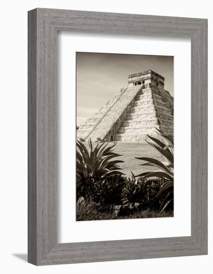 ¡Viva Mexico! B&W Collection - Pyramid of Chichen Itza III-Philippe Hugonnard-Framed Photographic Print