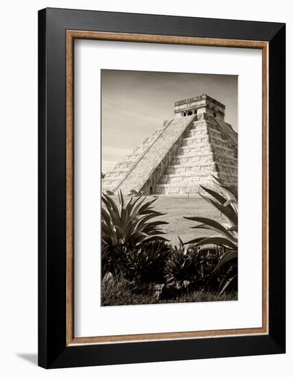 ¡Viva Mexico! B&W Collection - Pyramid of Chichen Itza III-Philippe Hugonnard-Framed Photographic Print