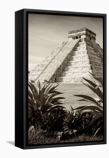¡Viva Mexico! B&W Collection - Pyramid of Chichen Itza III-Philippe Hugonnard-Framed Premier Image Canvas