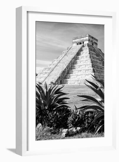¡Viva Mexico! B&W Collection - Pyramid of Chichen Itza IV-Philippe Hugonnard-Framed Photographic Print