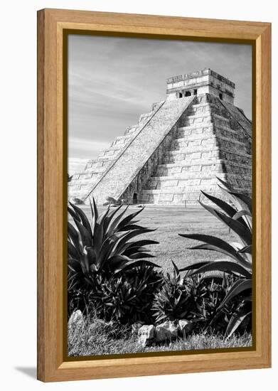 ¡Viva Mexico! B&W Collection - Pyramid of Chichen Itza IV-Philippe Hugonnard-Framed Premier Image Canvas