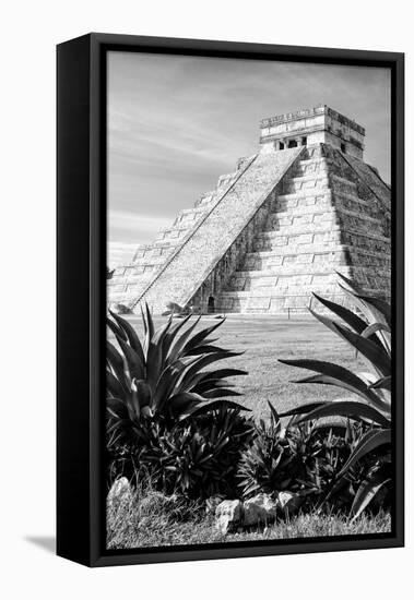 ¡Viva Mexico! B&W Collection - Pyramid of Chichen Itza IV-Philippe Hugonnard-Framed Premier Image Canvas
