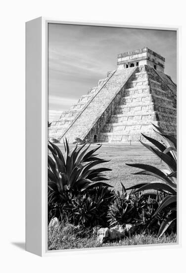 ¡Viva Mexico! B&W Collection - Pyramid of Chichen Itza IV-Philippe Hugonnard-Framed Premier Image Canvas