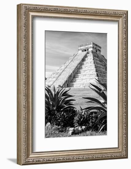 ¡Viva Mexico! B&W Collection - Pyramid of Chichen Itza IV-Philippe Hugonnard-Framed Photographic Print