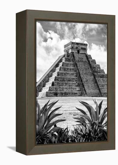 ¡Viva Mexico! B&W Collection - Pyramid of Chichen Itza IX-Philippe Hugonnard-Framed Premier Image Canvas