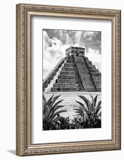 ¡Viva Mexico! B&W Collection - Pyramid of Chichen Itza IX-Philippe Hugonnard-Framed Photographic Print