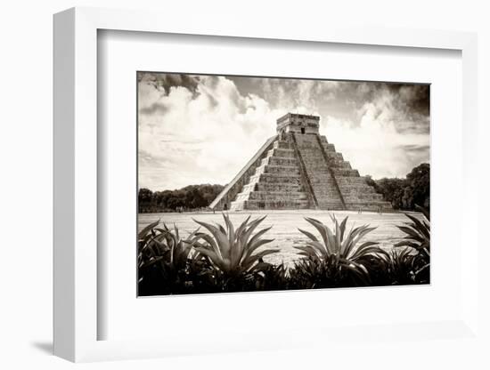 ¡Viva Mexico! B&W Collection - Pyramid of Chichen Itza VI-Philippe Hugonnard-Framed Photographic Print