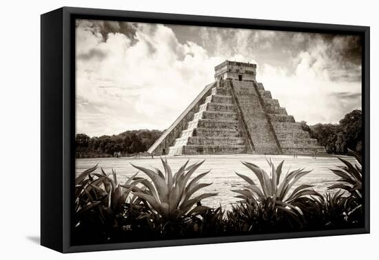 ¡Viva Mexico! B&W Collection - Pyramid of Chichen Itza VI-Philippe Hugonnard-Framed Premier Image Canvas