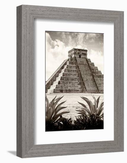 ¡Viva Mexico! B&W Collection - Pyramid of Chichen Itza VIII-Philippe Hugonnard-Framed Photographic Print