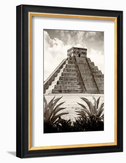 ¡Viva Mexico! B&W Collection - Pyramid of Chichen Itza VIII-Philippe Hugonnard-Framed Photographic Print