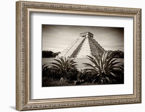 ¡Viva Mexico! B&W Collection - Pyramid of Chichen Itza-Philippe Hugonnard-Framed Photographic Print