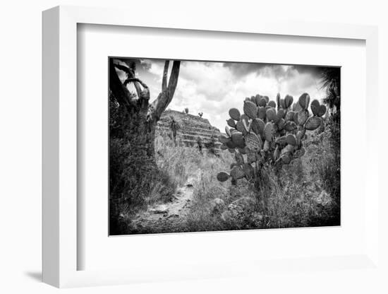 ¡Viva Mexico! B&W Collection - Pyramid of Puebla II (Cantona Ruins)-Philippe Hugonnard-Framed Photographic Print