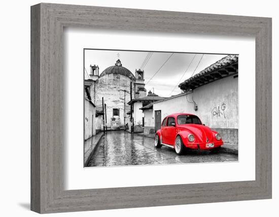 ?Viva Mexico! B&W Collection - Red VW Beetle Car in San Cristobal de Las Casas-Philippe Hugonnard-Framed Photographic Print