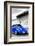 ¡Viva Mexico! B&W Collection - Royal Blue VW Beetle in San Cristobal de Las Casas-Philippe Hugonnard-Framed Photographic Print