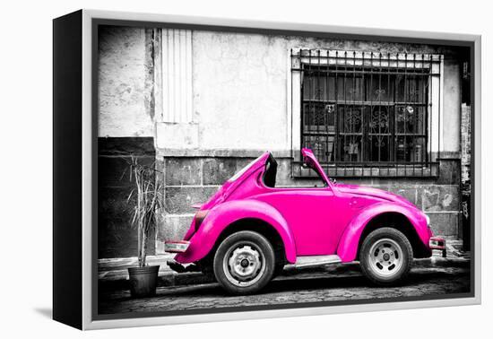 ¡Viva Mexico! B&W Collection - Small Deep Pink VW Beetle Car-Philippe Hugonnard-Framed Premier Image Canvas