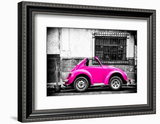 ¡Viva Mexico! B&W Collection - Small Deep Pink VW Beetle Car-Philippe Hugonnard-Framed Photographic Print