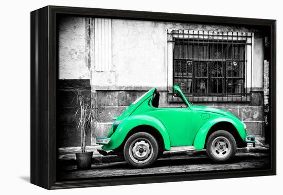 ¡Viva Mexico! B&W Collection - Small Green VW Beetle Car-Philippe Hugonnard-Framed Premier Image Canvas