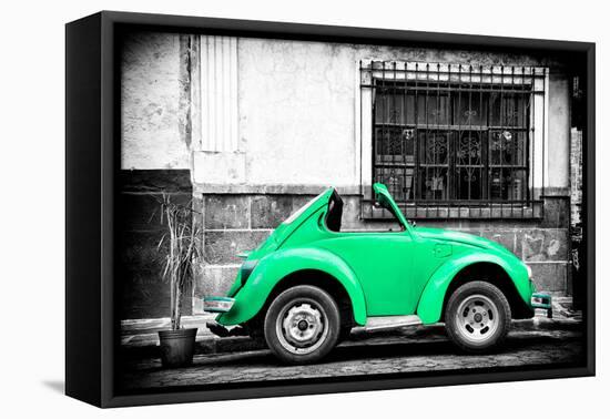 ¡Viva Mexico! B&W Collection - Small Green VW Beetle Car-Philippe Hugonnard-Framed Premier Image Canvas