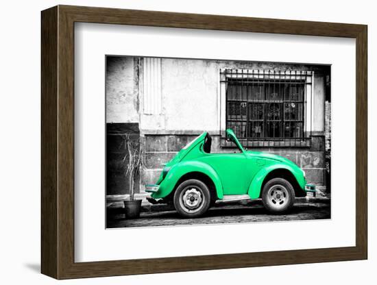 ¡Viva Mexico! B&W Collection - Small Green VW Beetle Car-Philippe Hugonnard-Framed Photographic Print