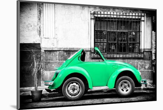 ¡Viva Mexico! B&W Collection - Small Green VW Beetle Car-Philippe Hugonnard-Mounted Photographic Print