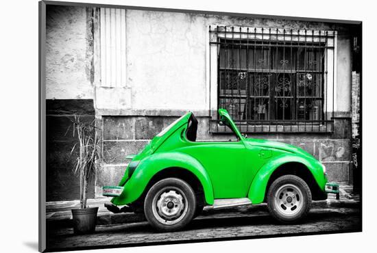 ¡Viva Mexico! B&W Collection - Small Kelly Green VW Beetle Car-Philippe Hugonnard-Mounted Photographic Print