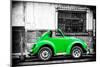 ¡Viva Mexico! B&W Collection - Small Kelly Green VW Beetle Car-Philippe Hugonnard-Mounted Photographic Print