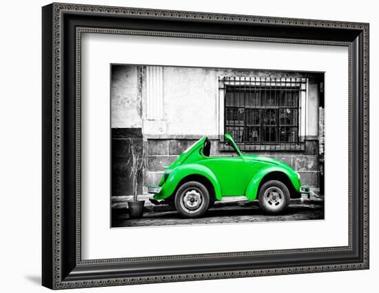 ¡Viva Mexico! B&W Collection - Small Kelly Green VW Beetle Car-Philippe Hugonnard-Framed Photographic Print