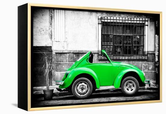 ¡Viva Mexico! B&W Collection - Small Kelly Green VW Beetle Car-Philippe Hugonnard-Framed Premier Image Canvas