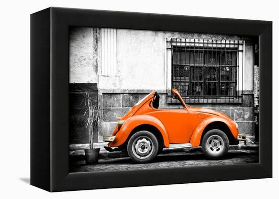 ¡Viva Mexico! B&W Collection - Small Orange VW Beetle Car-Philippe Hugonnard-Framed Premier Image Canvas