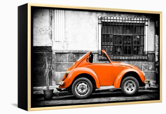 ¡Viva Mexico! B&W Collection - Small Orange VW Beetle Car-Philippe Hugonnard-Framed Premier Image Canvas