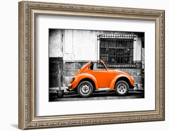 ¡Viva Mexico! B&W Collection - Small Orange VW Beetle Car-Philippe Hugonnard-Framed Photographic Print