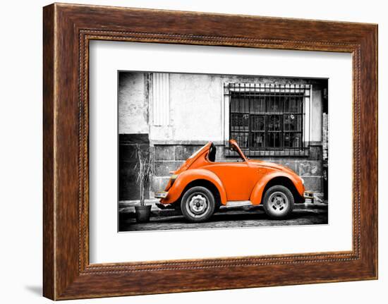 ¡Viva Mexico! B&W Collection - Small Orange VW Beetle Car-Philippe Hugonnard-Framed Photographic Print