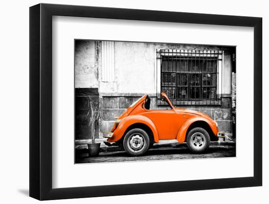 ¡Viva Mexico! B&W Collection - Small Orange VW Beetle Car-Philippe Hugonnard-Framed Photographic Print