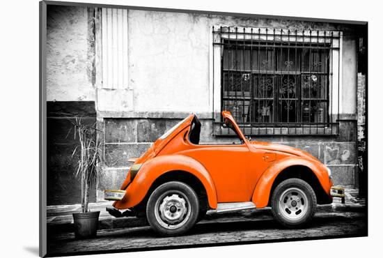 ¡Viva Mexico! B&W Collection - Small Orange VW Beetle Car-Philippe Hugonnard-Mounted Photographic Print