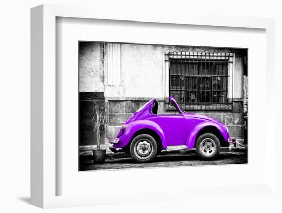 ¡Viva Mexico! B&W Collection - Small Red Purple Beetle Car-Philippe Hugonnard-Framed Photographic Print