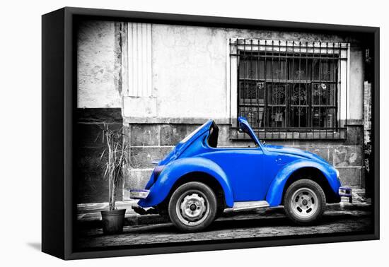 ¡Viva Mexico! B&W Collection - Small Red Royal Blue Beetle Car-Philippe Hugonnard-Framed Premier Image Canvas