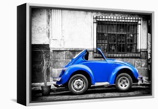 ¡Viva Mexico! B&W Collection - Small Red Royal Blue Beetle Car-Philippe Hugonnard-Framed Premier Image Canvas