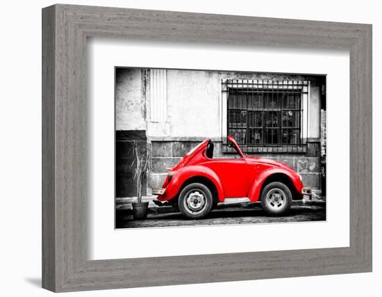 ¡Viva Mexico! B&W Collection - Small Red VW Beetle Car-Philippe Hugonnard-Framed Photographic Print