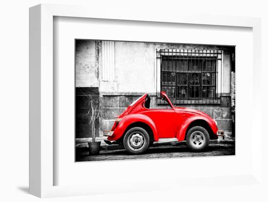 ¡Viva Mexico! B&W Collection - Small Red VW Beetle Car-Philippe Hugonnard-Framed Photographic Print