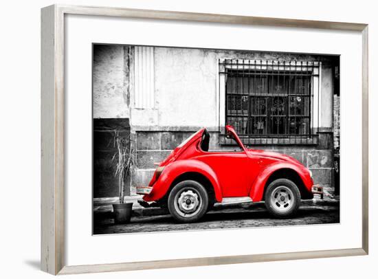 ¡Viva Mexico! B&W Collection - Small Red VW Beetle Car-Philippe Hugonnard-Framed Photographic Print