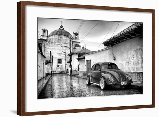 ¡Viva Mexico! B&W Collection - VW Beetle Car in San Cristobal de Las Casas-Philippe Hugonnard-Framed Photographic Print