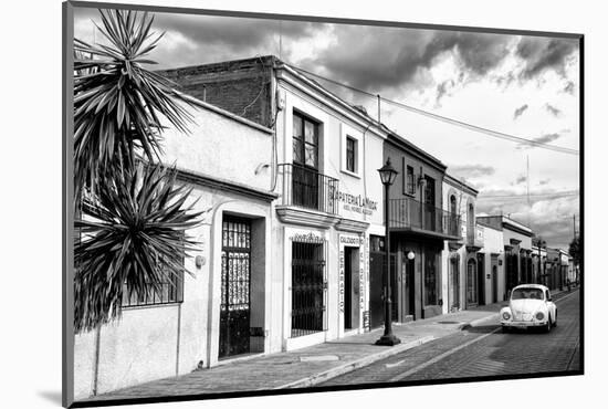 ¡Viva Mexico! B&W Collection - White VW Beetle Car in Mexican Street II-Philippe Hugonnard-Mounted Photographic Print