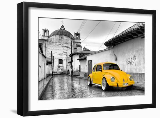 ?Viva Mexico! B&W Collection - Yellow VW Beetle Car in San Cristobal de Las Casas-Philippe Hugonnard-Framed Photographic Print